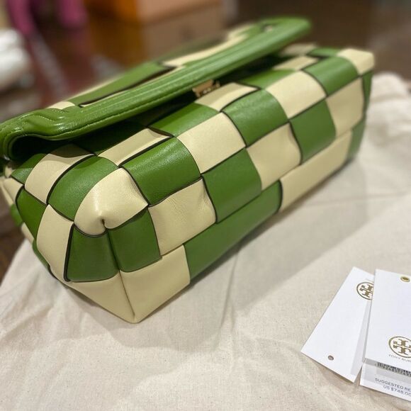 TORY BURCH RARE FLEMING GREEN CREAM PATCHWORK CROSSBODY - Picture 9 of 13
